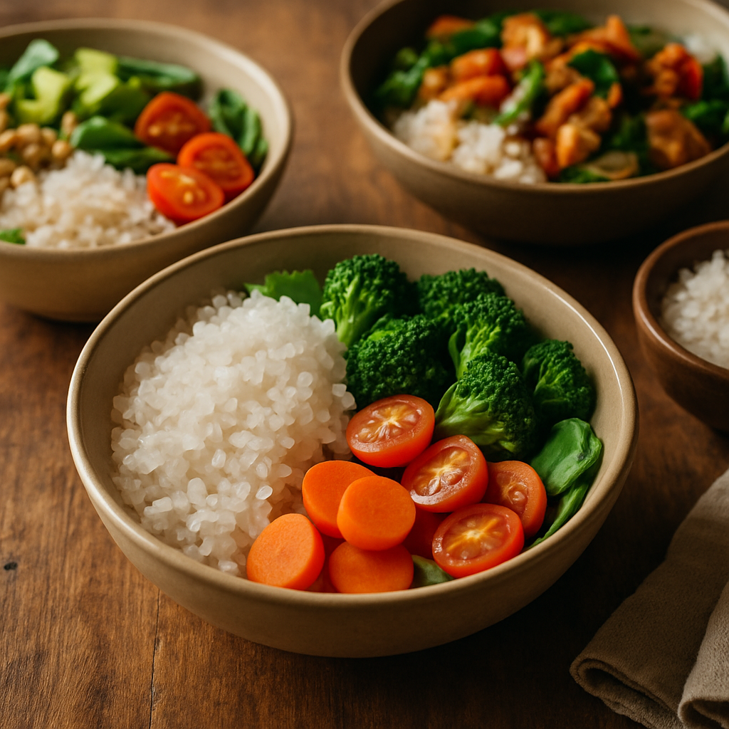 Beras porang diet shirataki dimasak dengan sayuran segar