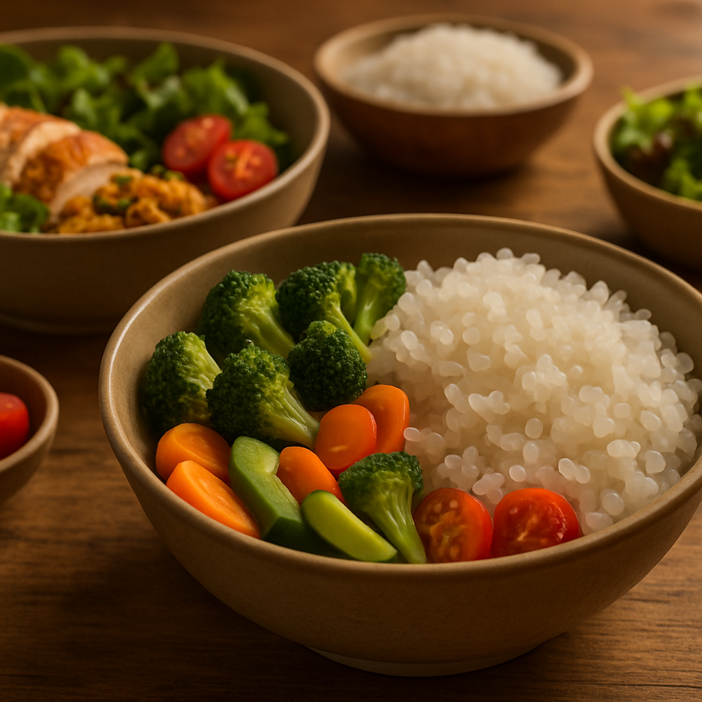 Beras porang diet shirataki siap disajikan dalam hidangan sehat