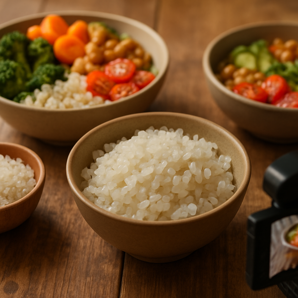 Visual menarik beras porang diet shirataki di media sosial